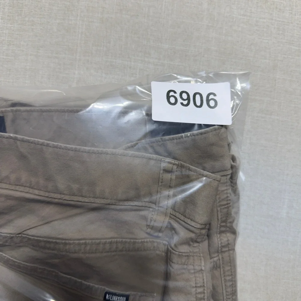 Linksoul Pants Men 34Sx30 Brown Solid Straight LS6168 Golf Chino Tencel Stretch